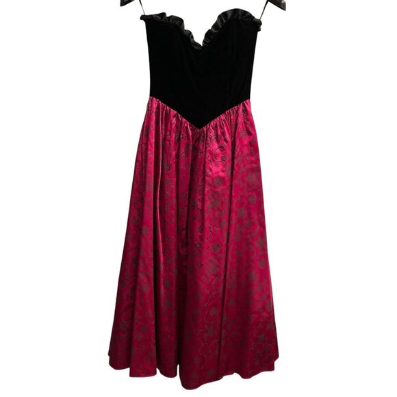 Vintage Gunne Sax Jessica McClintock Dress 7 Black Velvet Bodice Taffeta Y2K 90s